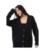 Womens/ladies Niamos Fishnet Button Through Cardigan Black Brave Soul-4