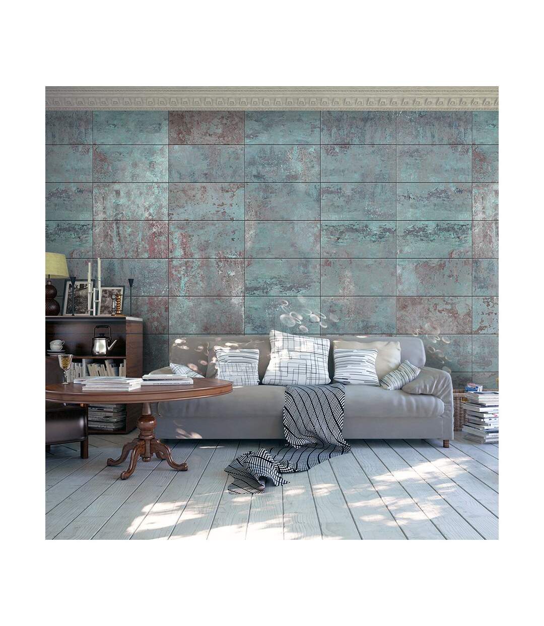Papier Peint Turquoise Concrete 50x1000cm-1