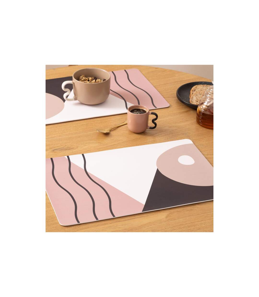 Set de Table Imprimé Wavy Bliss 30x45cm Rose-2