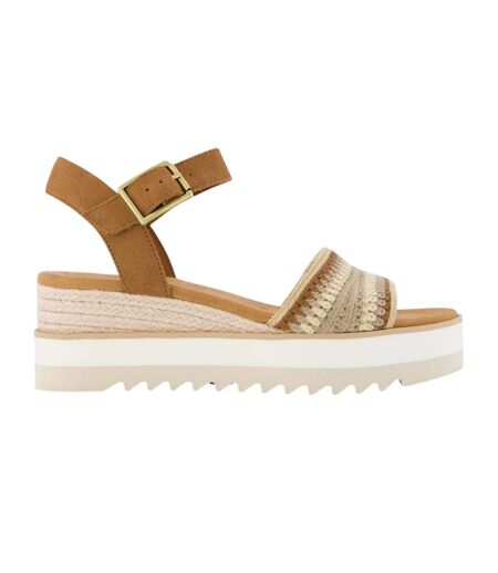 Womens/ladies Diana Suede Wedge Sandals Dark Beige Toms