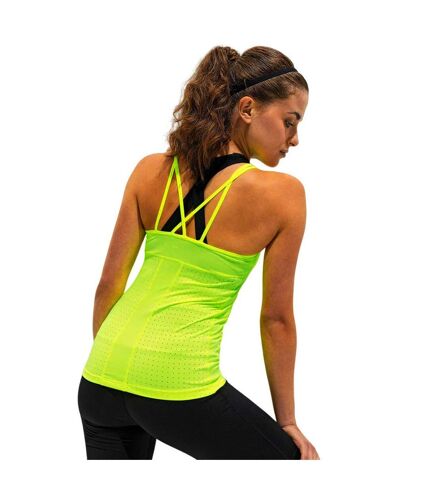TriDri Womens/Ladies Laser Cut Spaghetti Strap Vest (Lightning Yellow)
