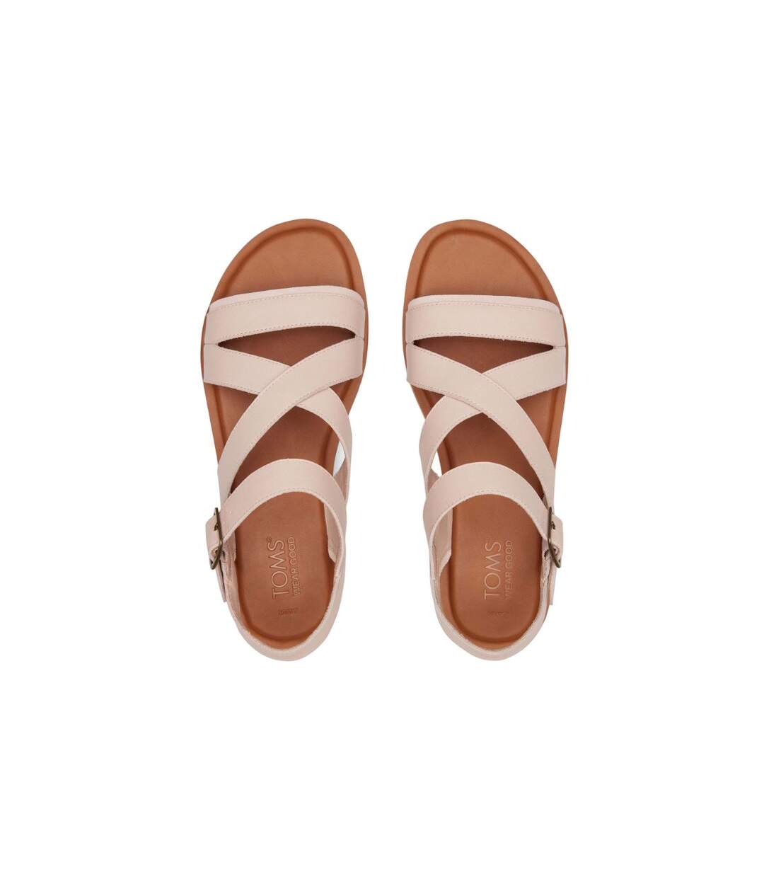 Womens/ladies Sloane Leather Sandals Pink Toms-4