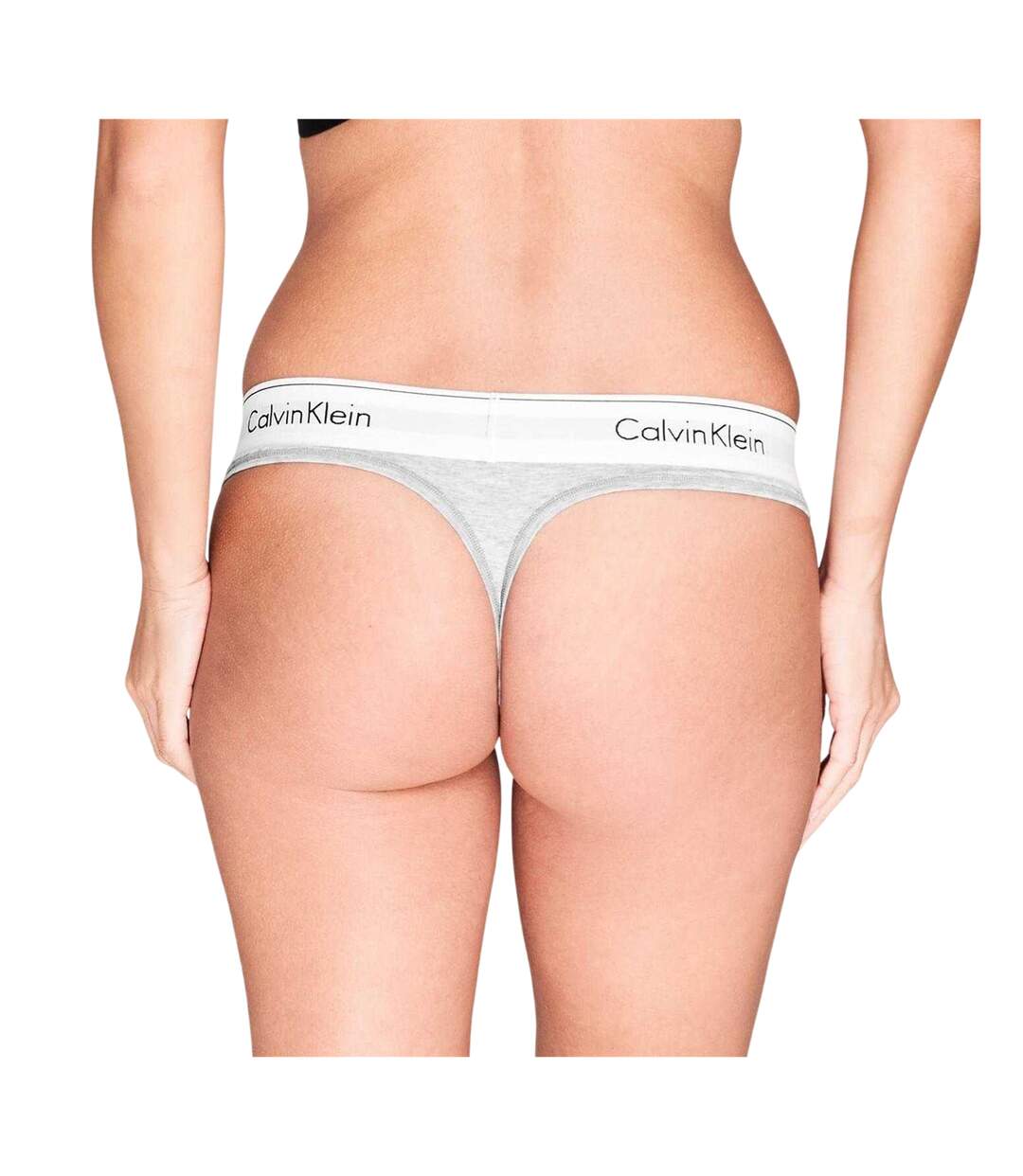 Womens/ladies Logo Cotton Blend Thong Grey Calvin Klein-4