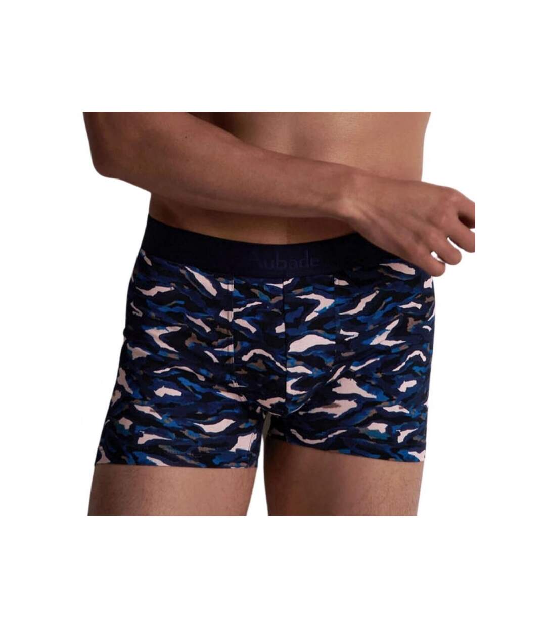 AUBADEMEN Boxer Homme Coton Modal BPLA Bleu Noir-1