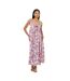 Womens/ladies Floral Spaghetti Strap Maxi Dress Coral Purple Brave Soul-1