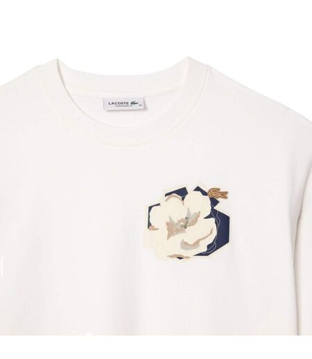 T-shirt Style Fleur Femme Blanc Lacoste