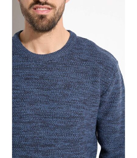 Pull col rond maille chinée laine manches longues