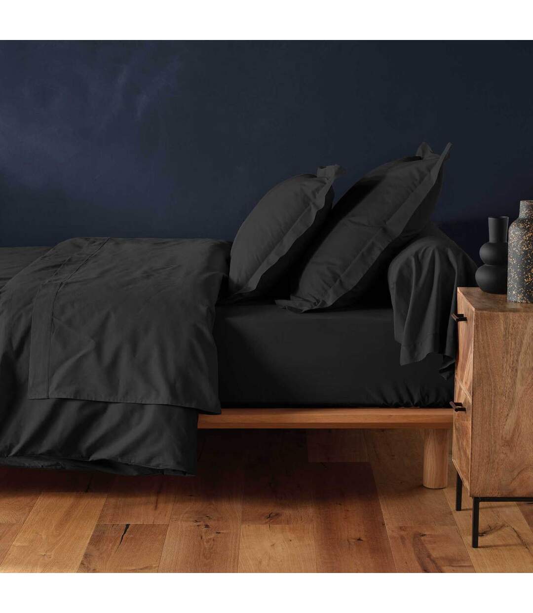 Drap Housse Lina 90x190cm Noir-3