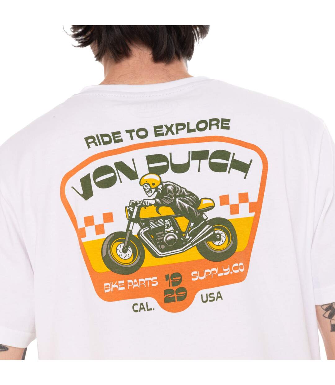 T-shirt homme regular col V en jersey 180GSM print devant et dos Nash Vondutch-4