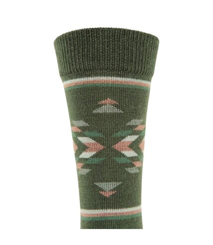 Pack of 2  Womens/ladies bold pattern merino wool socks  green Mountain Warehouse