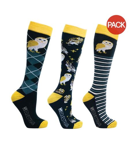 Chaussettes night owl femme bleu marine / jaune Hy