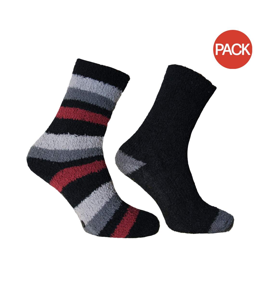 Chaussons caussettes homme rouge / gris Pierre Roche