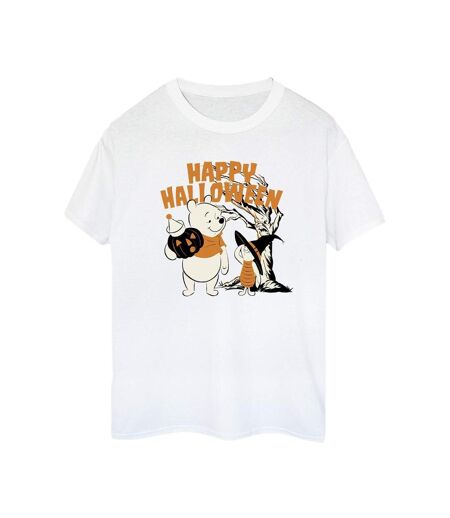 Disney Womens/Ladies Winnie The Pooh And Piglet Happy Halloween Cotton Boyfriend T-Shirt (Blanc) - UTBI47444