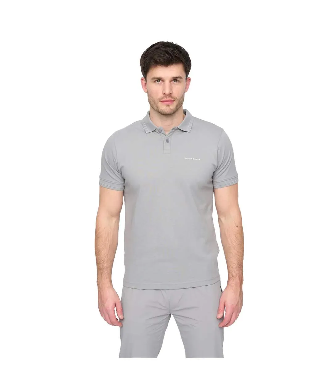 Mens Limatar Short-sleeved Polo Shirt Grey Duck And Cover-2