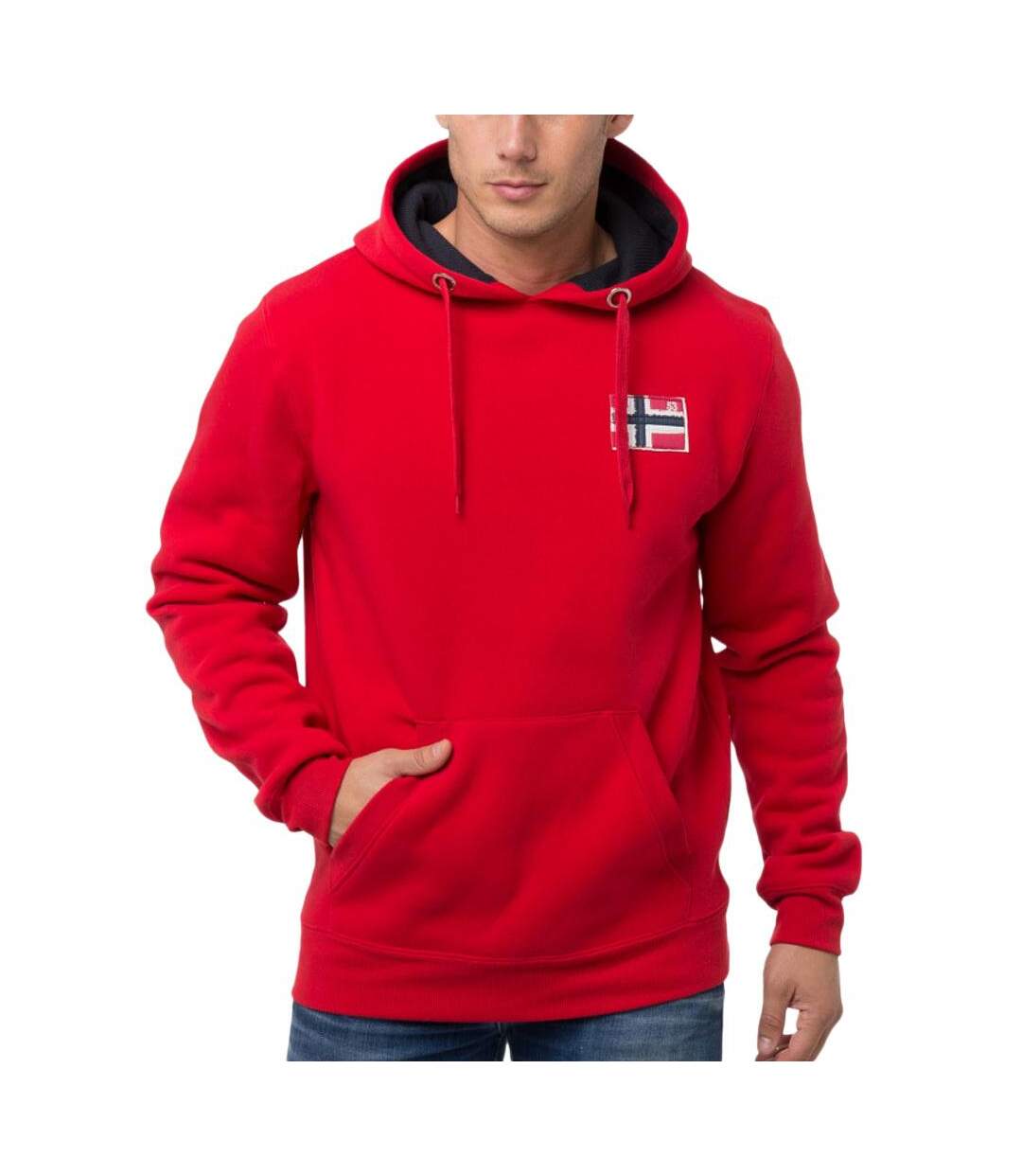 Sweat rouge homme geographical norway fondant-1