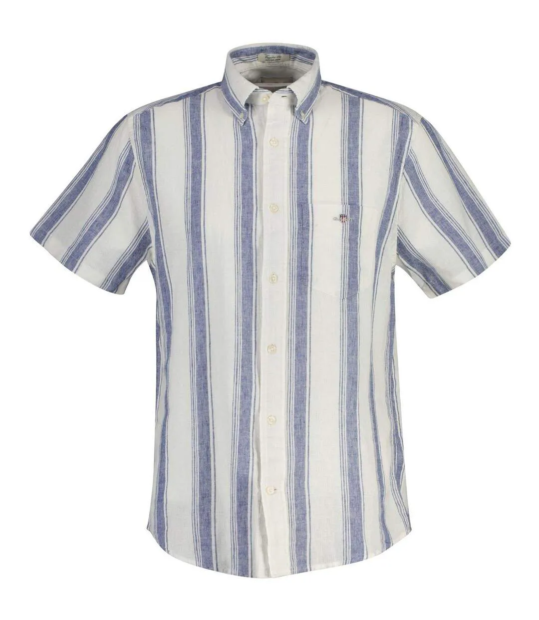Chemise Manches Courtes Motif/style À Rayures Homme Vieux Bleu Délavé Gant-1