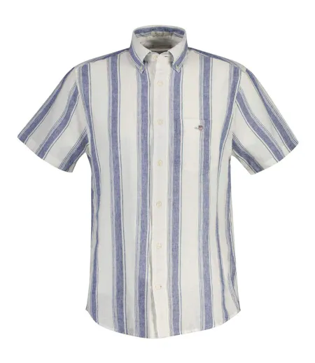 Chemise Manches Courtes Motif/style À Rayures Homme Vieux Bleu Délavé Gant