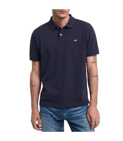 Mens Archive Shield Embroidered Polo Shirt Blue Gant