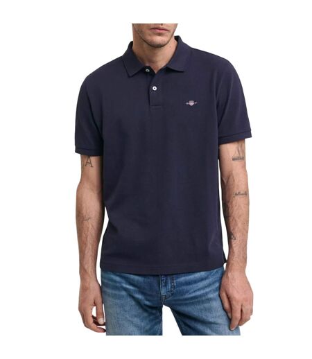 Mens Archive Shield Embroidered Polo Shirt Blue Gant