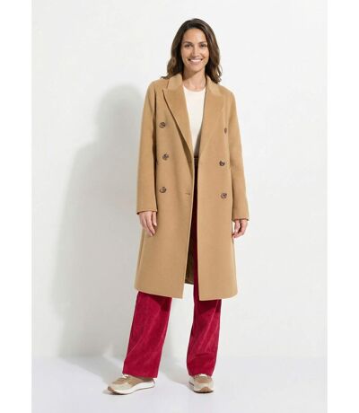 Manteau long drap de laine col tailleur