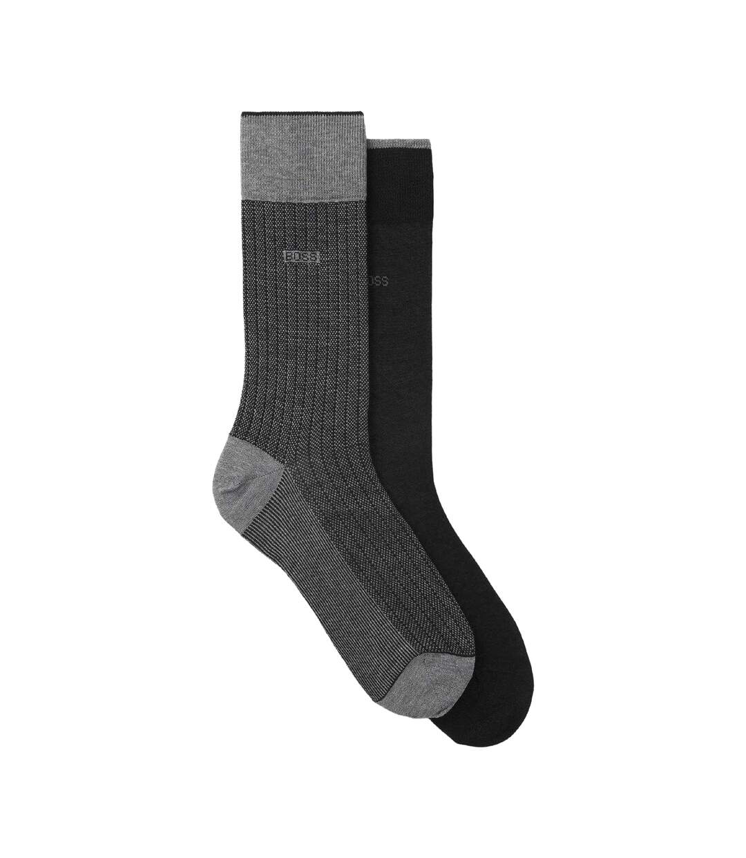 Lot De 2  Chaussettes Homme Noir Gris Boss-2
