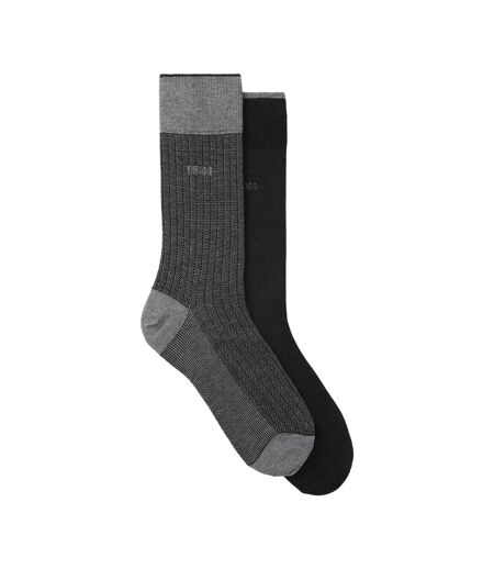 Lot De 2  Chaussettes Homme Noir Gris Boss