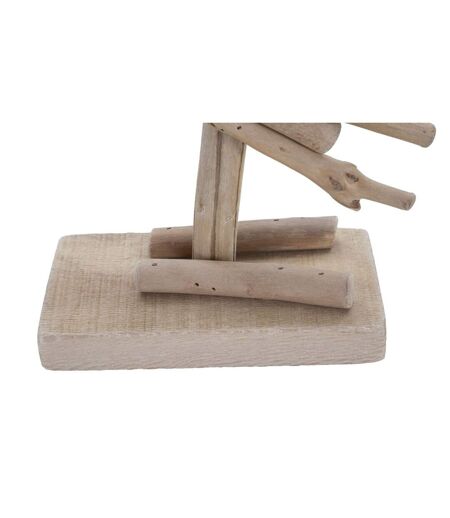 Statue Flamant Rose en Bois Tanoak 56cm Naturel & Blanc