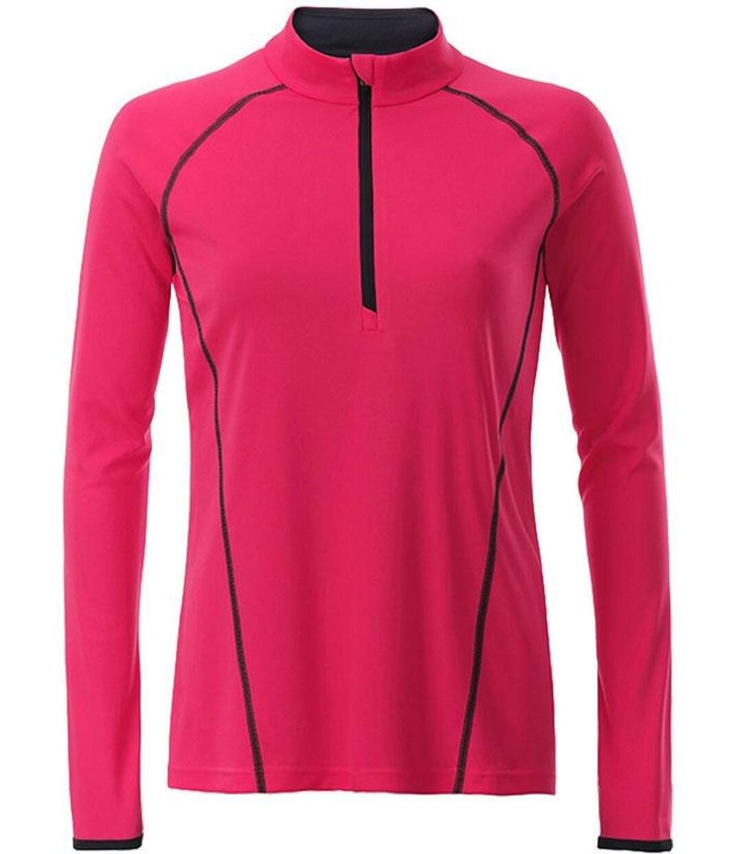 Maillot running respirant manches longues - Femme - JN497 - rose vif