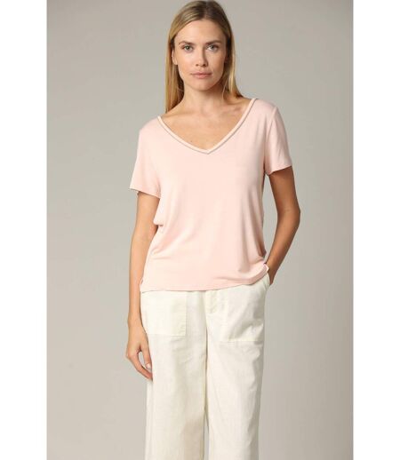T-shirt col en V avec liseré brillant CASA