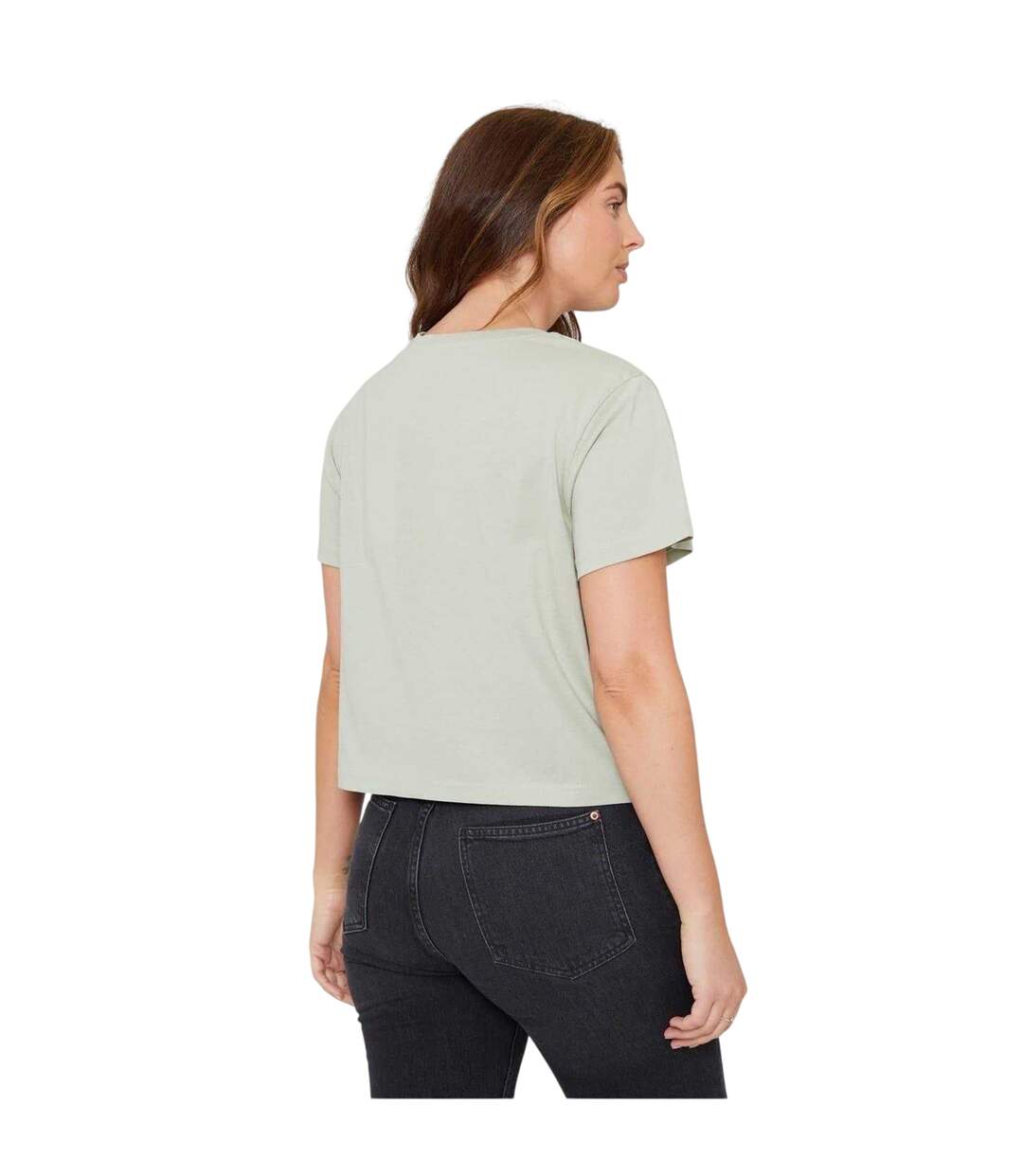 Womens/ladies Crew Neck Boxy Crop T-shirt Green Be You-3