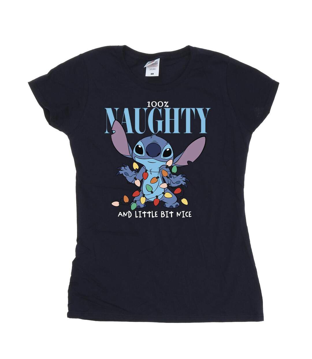 Disney T-shirt en coton Femmes/Ladies Lilo & Stitch Naughty & Nice (Bleu marine) - UTBI26102-1
