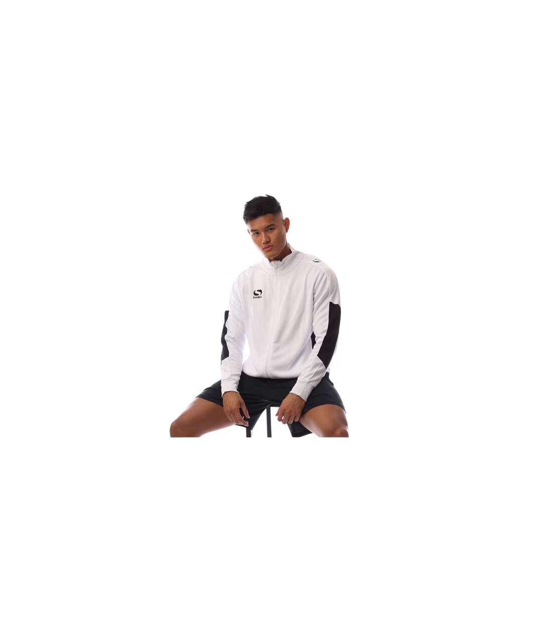 Mens Colour Block Track Jacket White Black Sondico-1