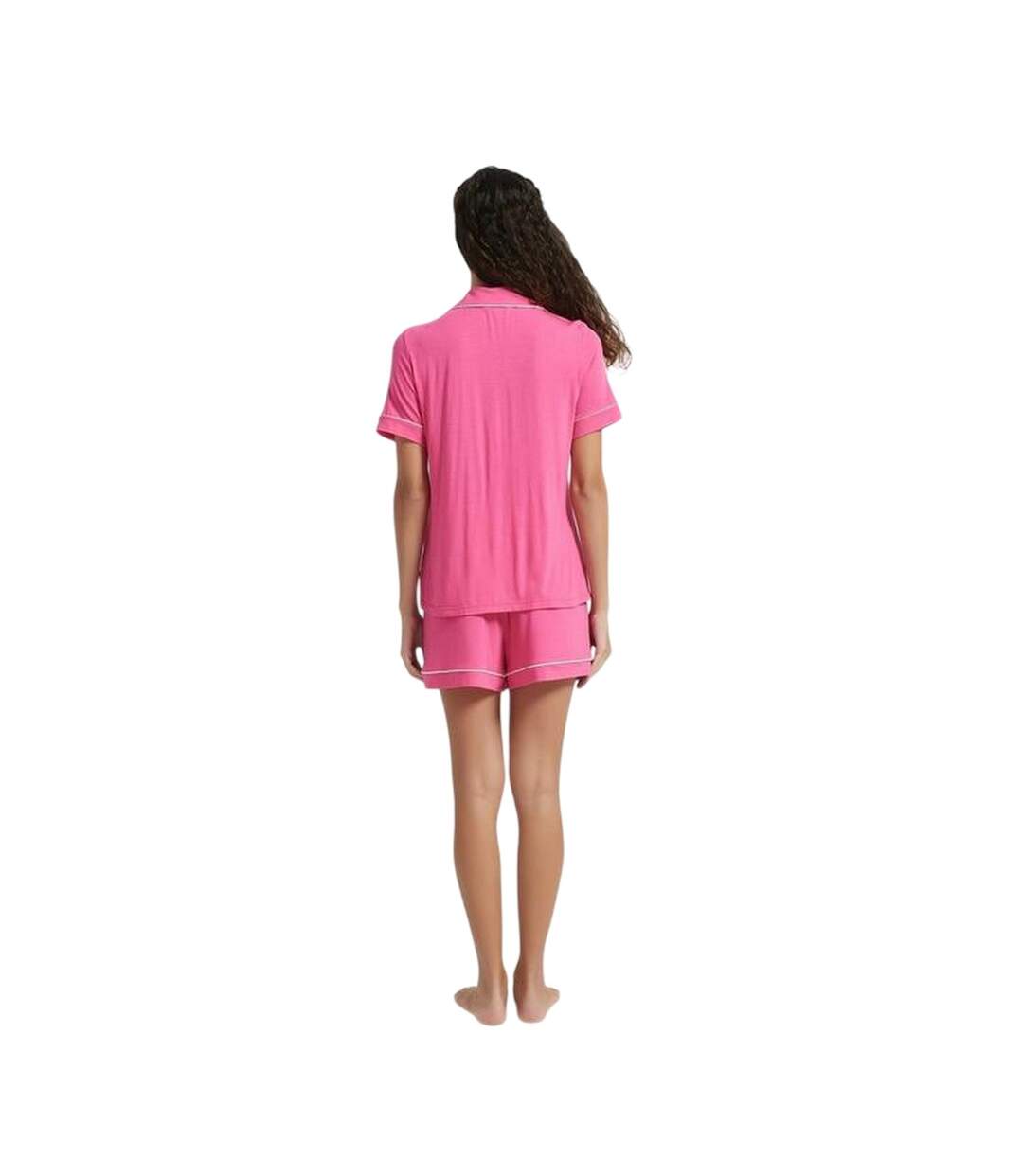 Womens/ladies Notch Neck Short Pyjama Set Pink Be You-3