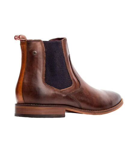 Mens leather chelsea boots burnt brown Base London