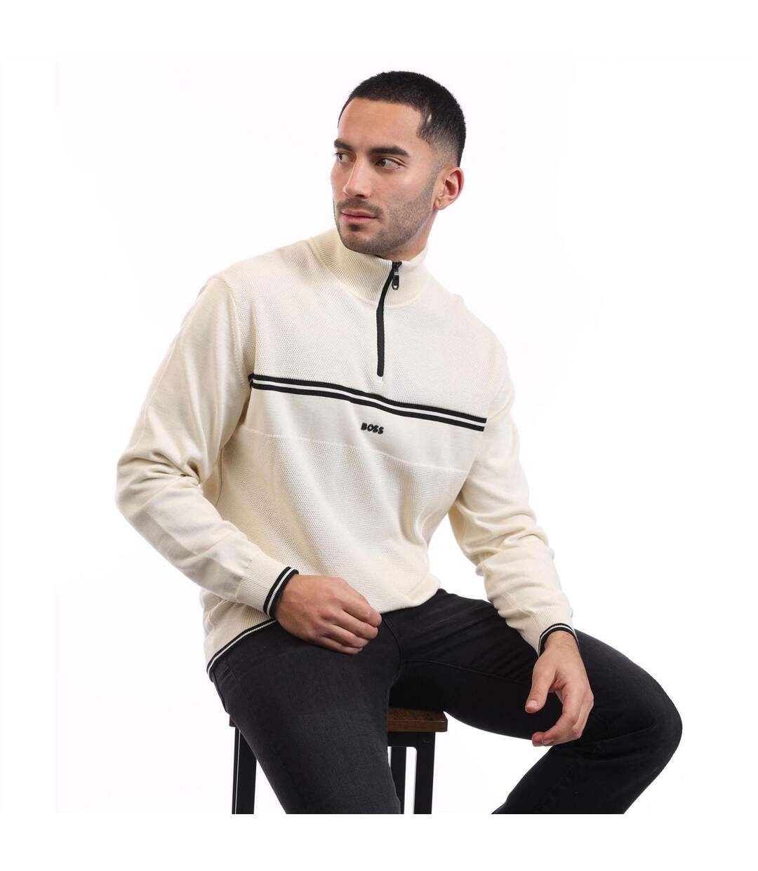 Mens K Zone Cotton Regular Pullover White Boss-2