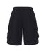 Mens Cotton Reinforced Tailored Casual Cargo Shorts Black Pretty Green-2