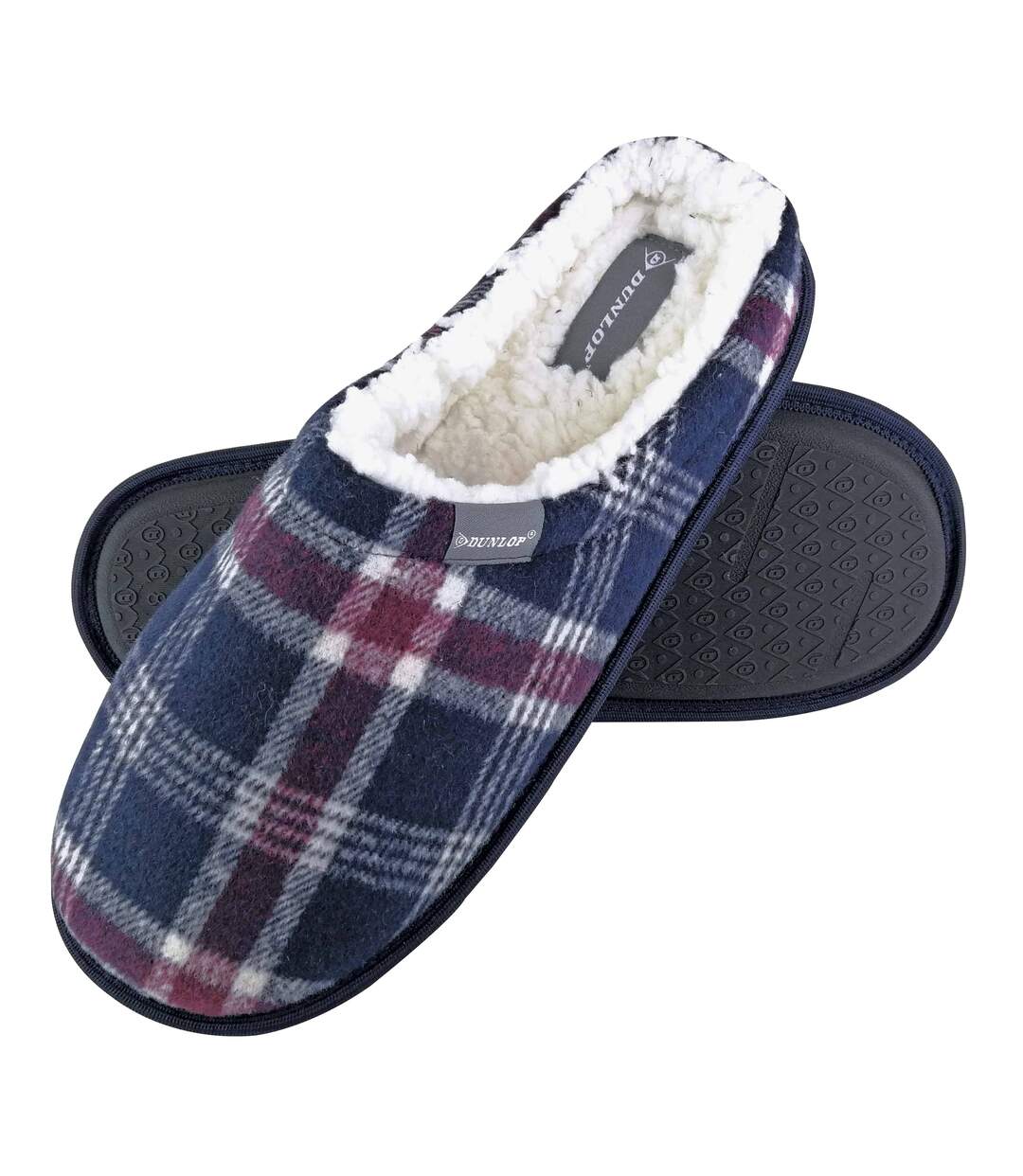 Pantoufles Mule Homme Doublé Polaire avec Tartan