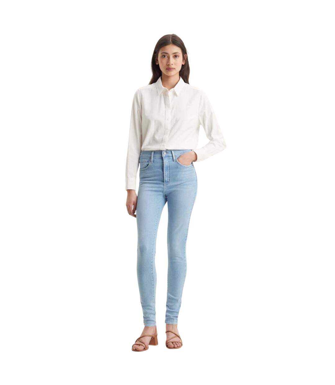 Womens/ladies Mile High Super Skinny Jeans Blue Levis-4