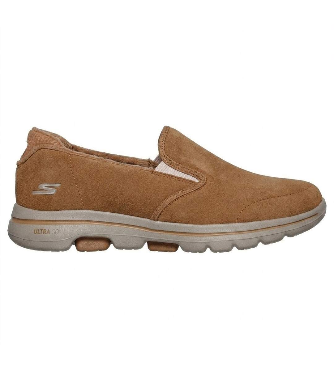 Womens/ladies Gowalk Suede Trainers Chestnut Skechers-1