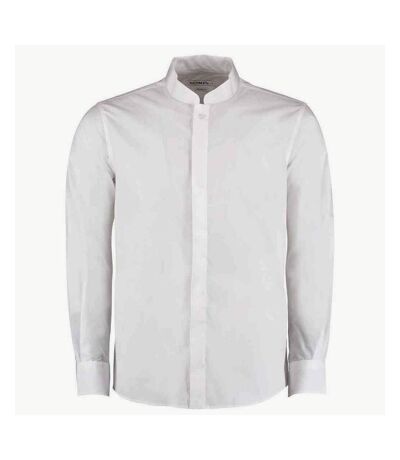 Kustom Kit Mens Mandarin Collar Long-Sleeved Shirt (White) - UTPC6313