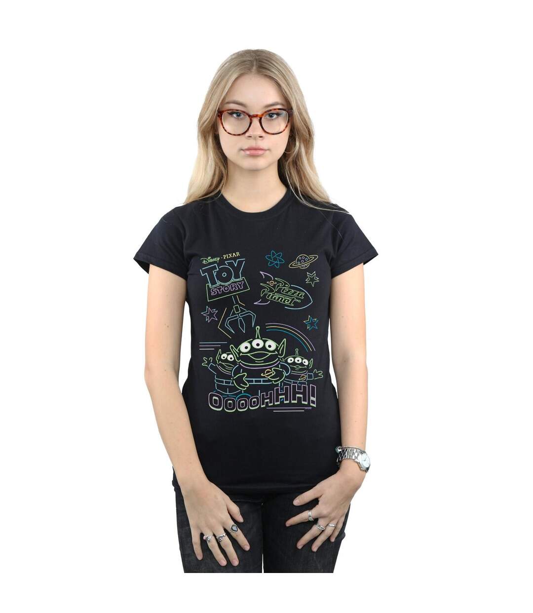 Disney T-shirt en coton Femme/Ladies Toy Story Neon Little Green Men (Noir) - UTBI44384-2