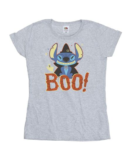 Disney T-shirt en coton Lilo & Stitch Boo ! pour femmes/femmes (Gris sportif) - UTBI26007