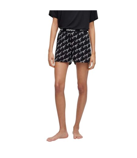 Womens/ladies Unite Printed Pyjama Shorts Black White Hugo