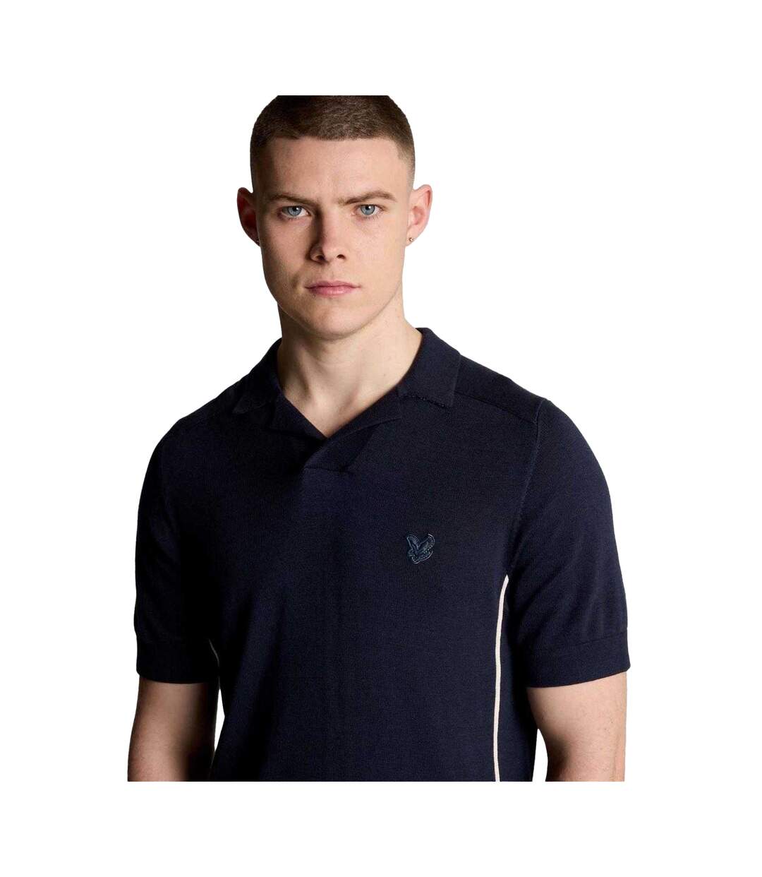 Mens Cotton Blend Polo Shirt Blue Lyle & Scott-4