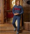 Men's Microfleece Pajamas - Navy Burgundy Atlas For Men