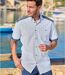 Men's Blue Casual Striped Poplin Shirt-1