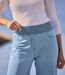 Le Jean Stretch Taille Haute avec Ceinture Elastiquée-2