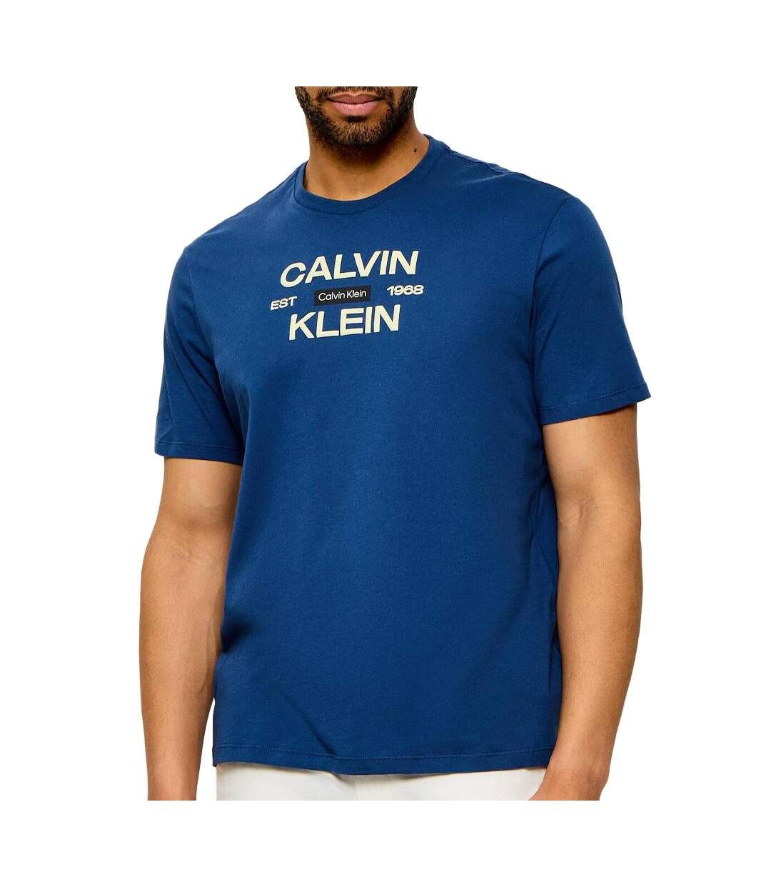 T-Shirt bleu homme royal calvin klein jeans calvinklei-1