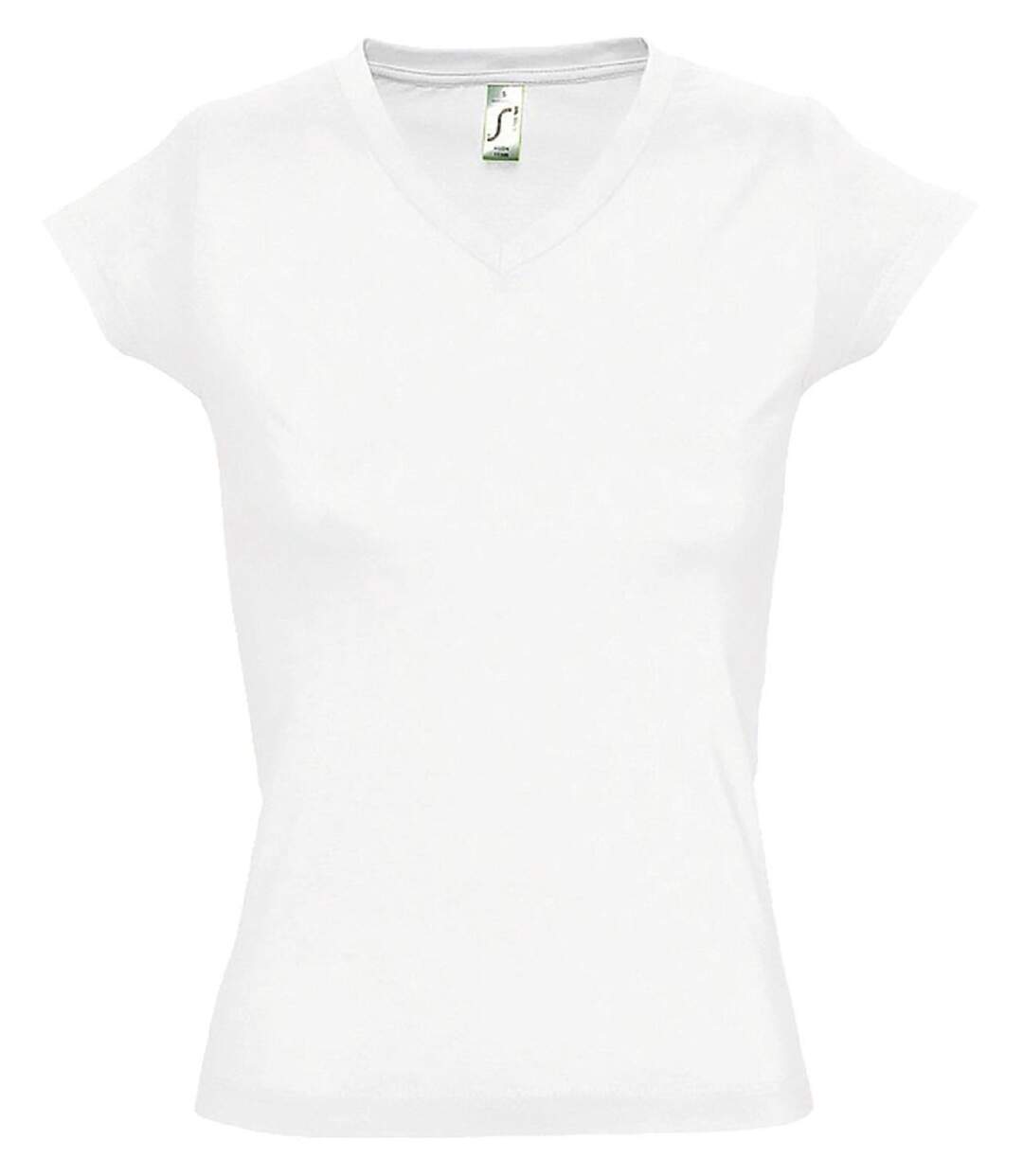 T-shirt manches courtes col V - Femme - 11388 - blanc