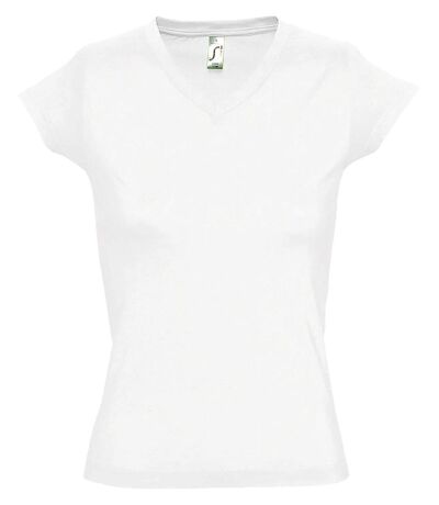 T-shirt manches courtes col V - Femme - 11388 - blanc